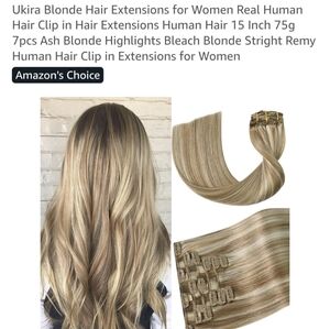 Ash Blonde Hair Extensions for Women,7 Pieces , Human Hair